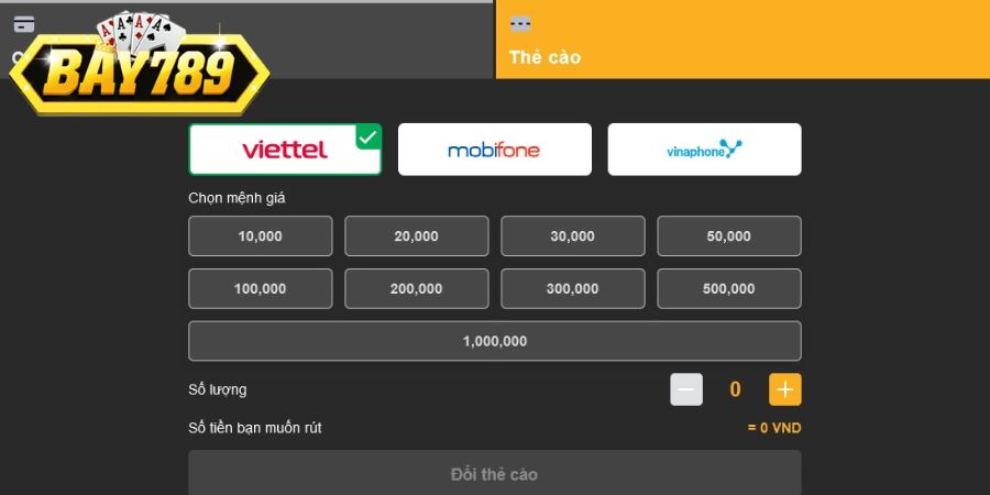 Áp dụng rút tiền theo thẻ cào đơn giản